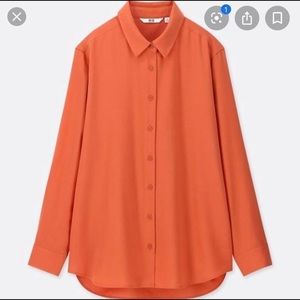 Uniqlo Rayon Long Sleeve Blouse - XS Orange